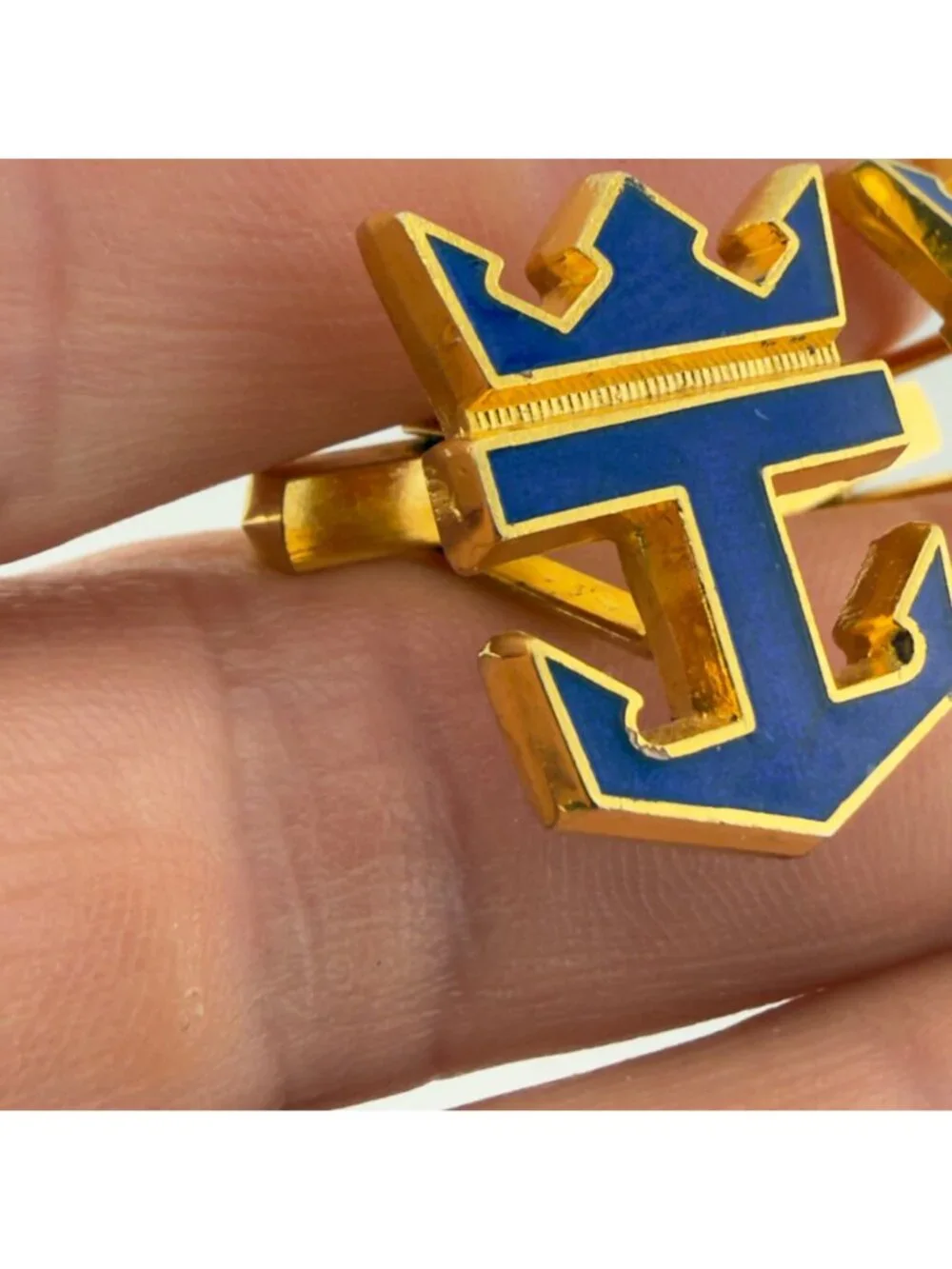 Vintage Royal Caribbean Cruises Cufflinks Blue Enamel Employee Uniform